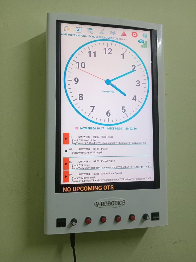 Vedavani Home AI Spiritual Clock, a wall-mounted smart clock with schedule display